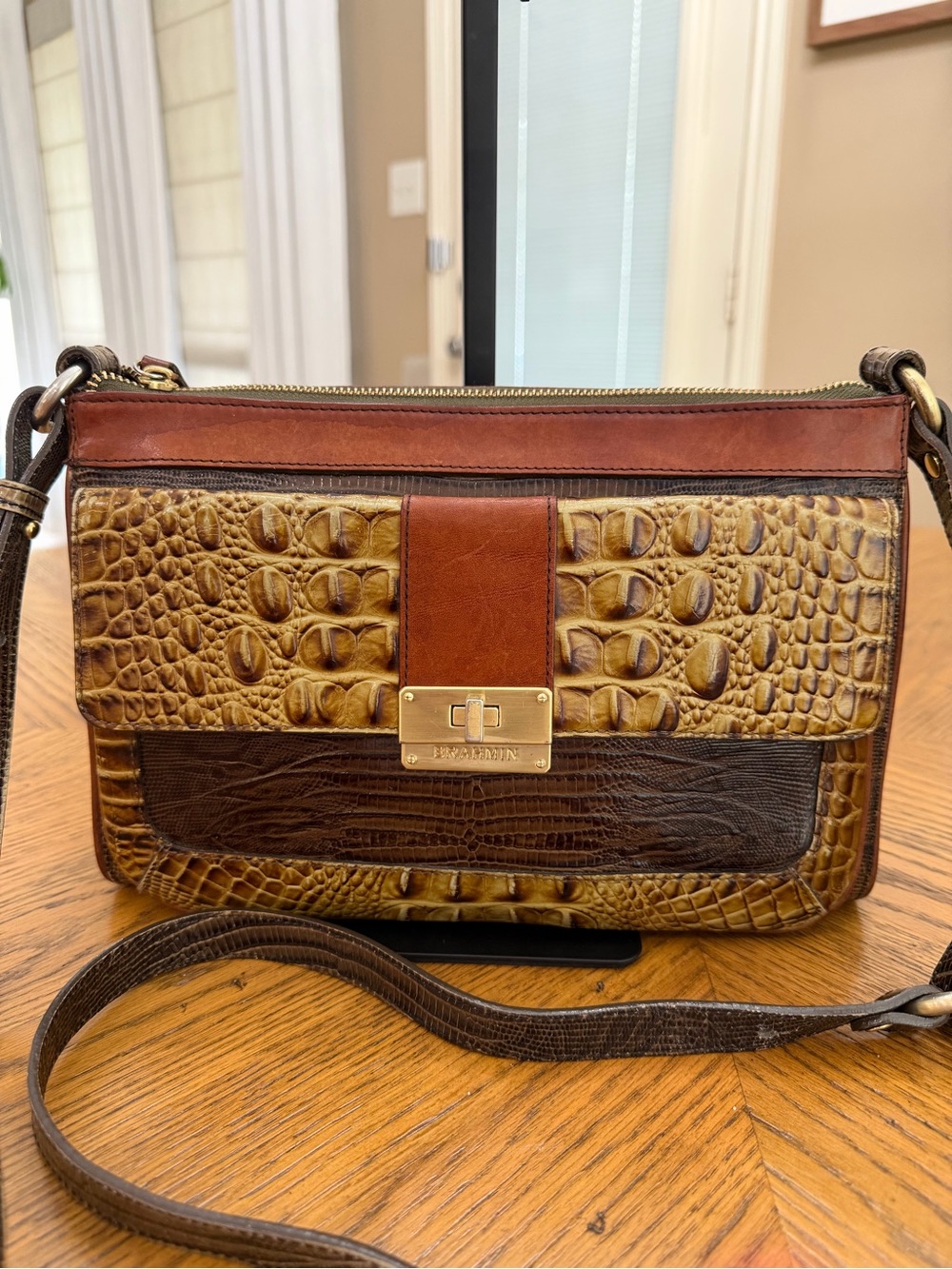 Brahmin Croc-Embossed Leather East West Crossbody Shoulder Bag